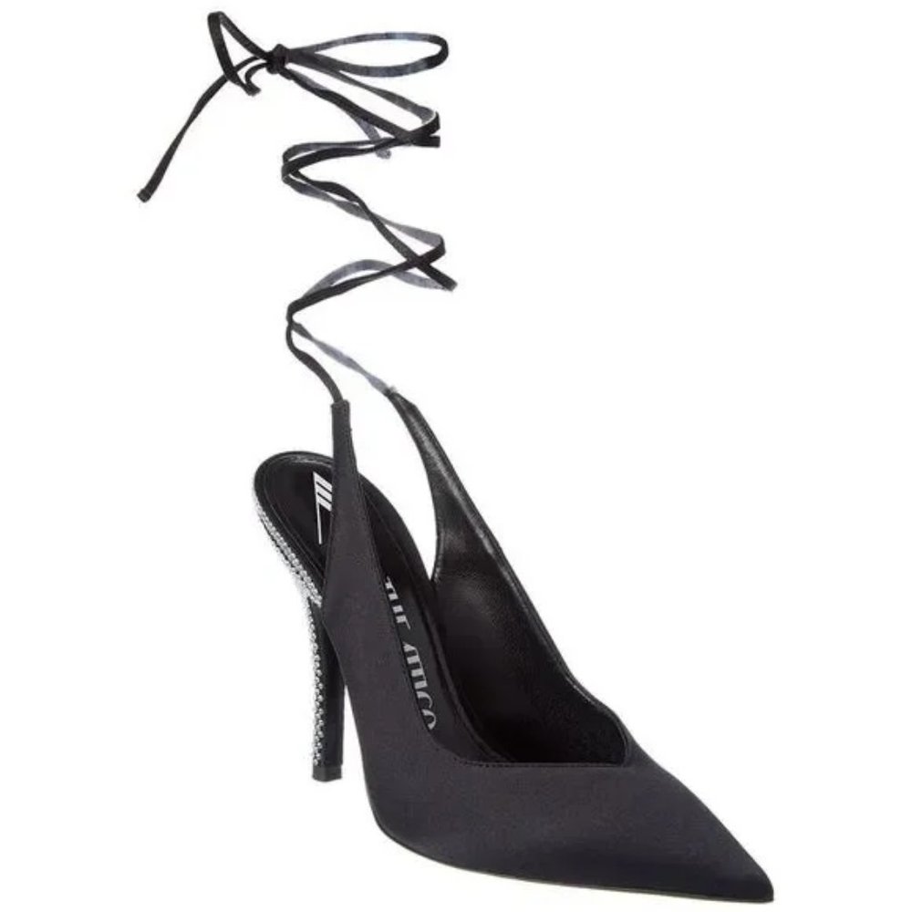 The Attico Black Stiletto Heels with Ankle Wrap